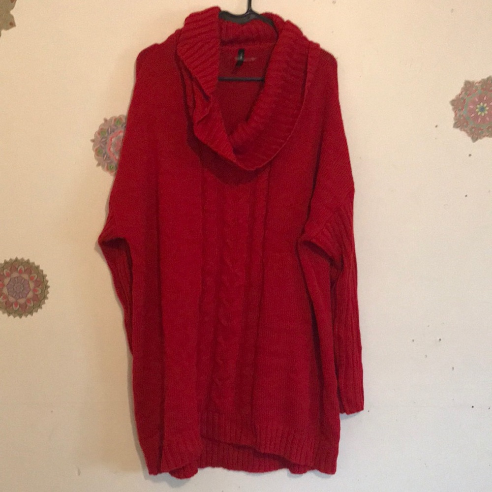 Extra long cowl neck sweater.